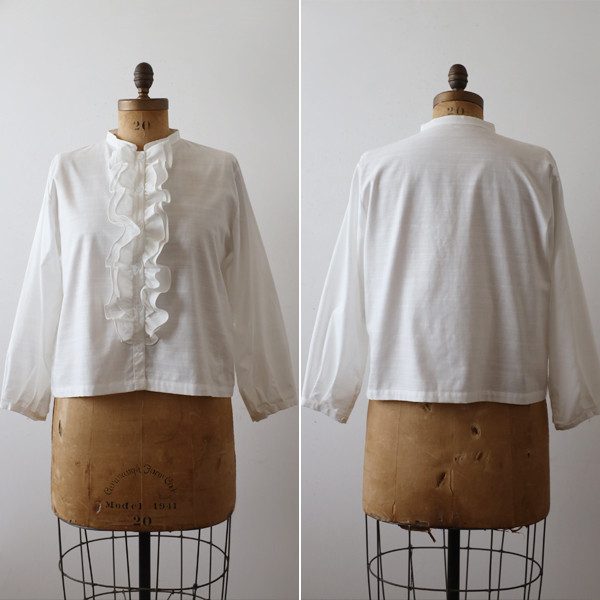 ⁂ラスト２　春うららＳＡＬＥ　上質ギマ擬麻コットン 花びらフリル　シャツ　ブラウス　フォーマル 入学式 卒業式 A21A