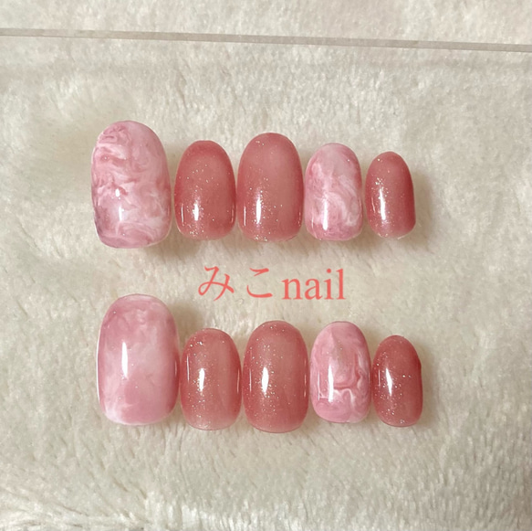 送料無料】ネイルチップ(No.22) いちごミルクネイル 赤ネイル
