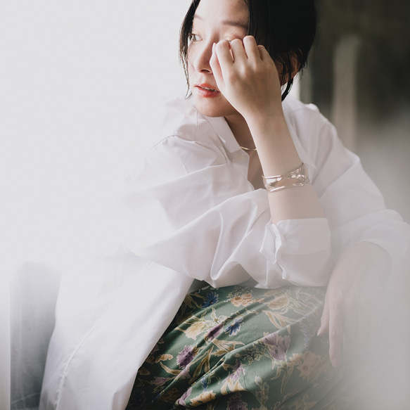 夏にぴったり！バルーンパンツ ハーフリネン アラジンパンツ フラワー グリーン ボタニカル ゆったり 半端丈 11枚目の画像