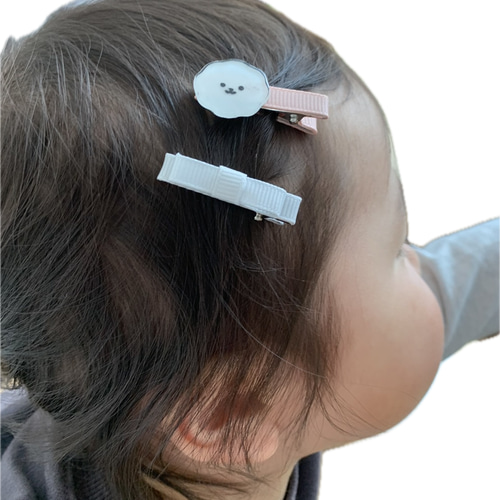 ビションフリーゼ ベビーキッズヘアクリップ2点セット 前髪
