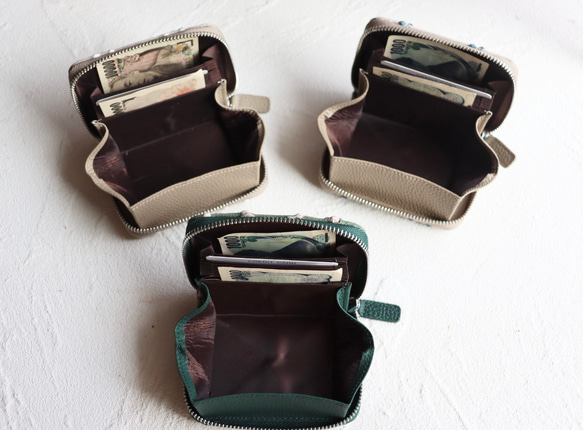 お札が折れない　小銭出しやすい　カードたくさん　ミナペルホネン　ミニ財布　コンパクト財布　ハンドメイド　財布　クリスマス 4枚目の画像