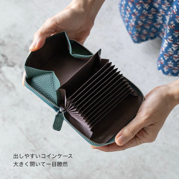 お札が折れない　小銭出しやすい　カードたくさん　ミナペルホネン　ミニ財布　コンパクト財布　ハンドメイド　財布　クリスマス 2枚目の画像