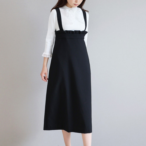 ジョリーミニョン　ふくれジャガードスクエアジャンパードレス ジョリーミニョン ふくれジャガードスクエアジャンパードレス