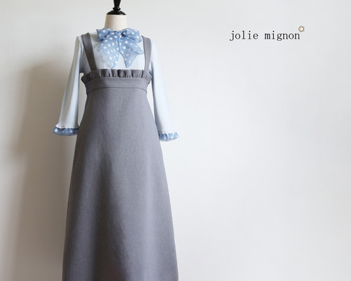 ジョリーミニョン　ふくれジャガードスクエアジャンパードレス ジョリーミニョン ふくれジャガードスクエアジャンパードレス