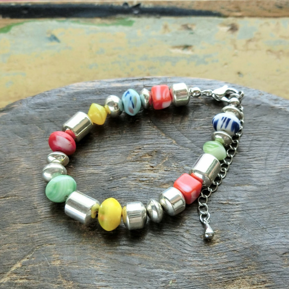 Navajo パール ソロバン型 ブレスレット 燻し加工 Navajo パール ソロバン型 ブレスレット 燻し加工 ナバホパール