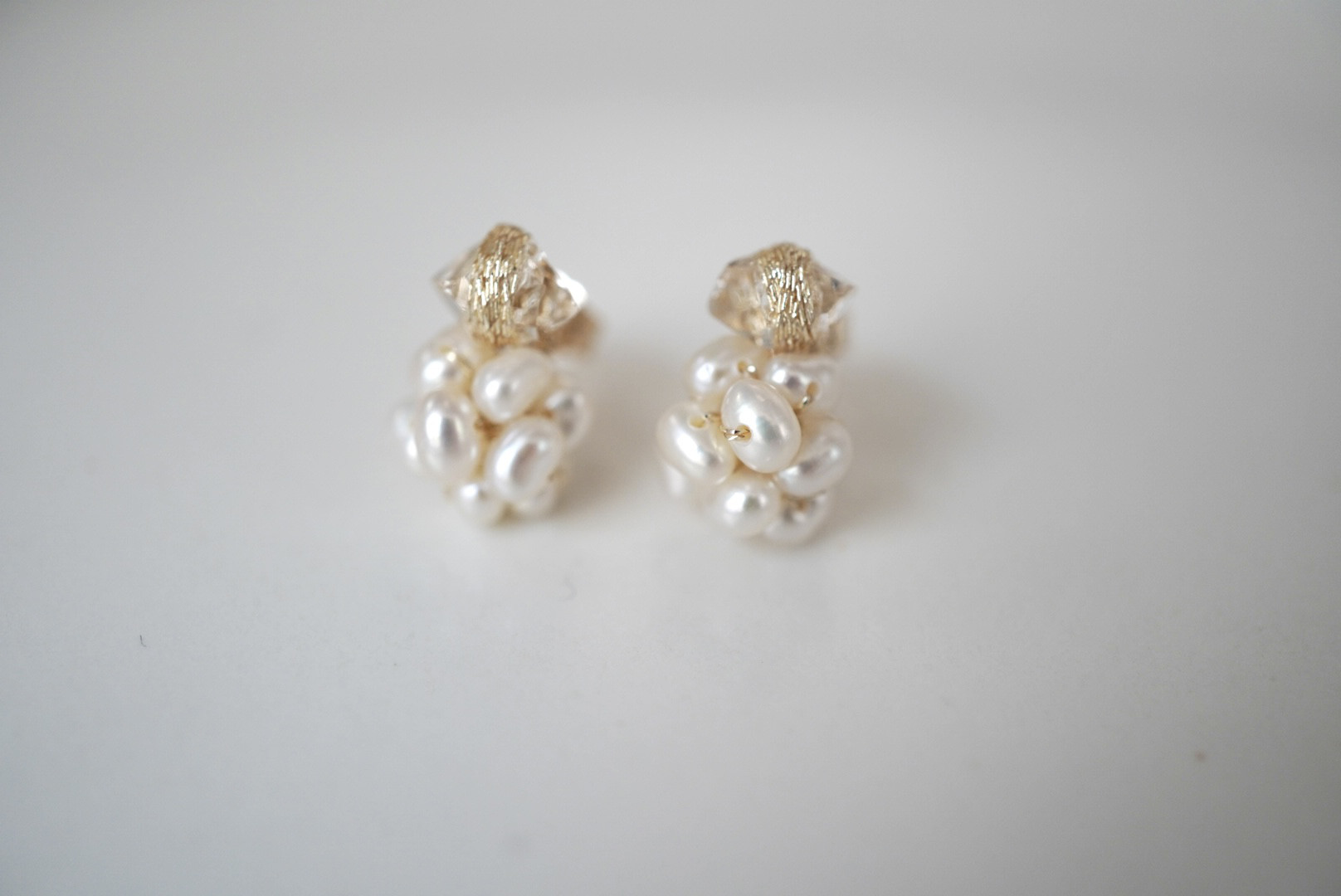 パールチャームとハーキマーダイアモンドの２WAY　ピアス　(受注制作)