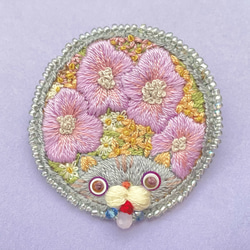 くるみボタン③①ハンドメイド刺繍ブローチヘアゴム ブローチ