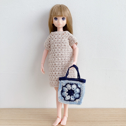 ドール用 レッスンバッグ 手提げタイプ 青 アウトフィット ミニチュア  