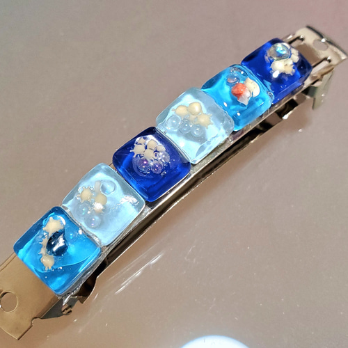 オーダーメイド 海の中にいるような 碧いろのバレッタ バレッタ 