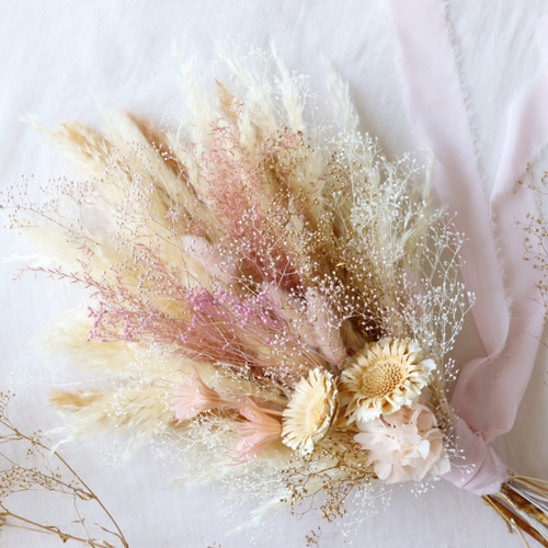 ドライフラワースワッグ パンパス ピンク ウェディングブーケ ドライ