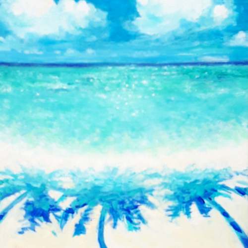 海の風景 油絵 F3号（真冬の海②】アクリル画 F3 風景画 絵画 海