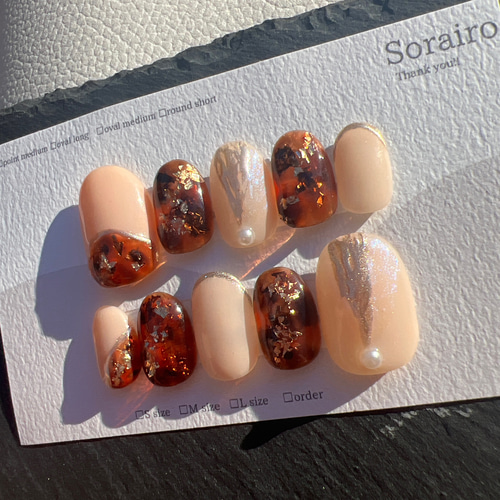 送料無料】【期間限定セール】べっ甲ネイル ネイルチップ ニュアンス