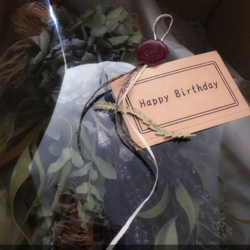 青い ドライフラワー 横長 スワッグ 壁掛け スワッグ お花作家 良秋