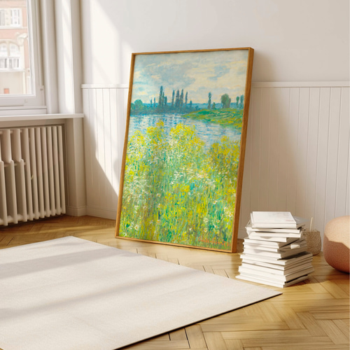 モネ 風景画 アートポスター アンティークポスター 2枚セット 緑 黄色