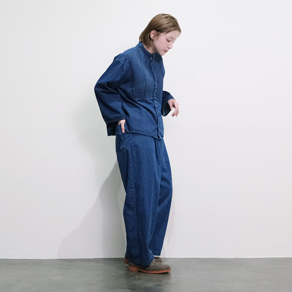 DENIM ラップタックセミワイドパンツ デニム vent blanc VBP243397 ヴァンブラン blanc ヴァンブラン