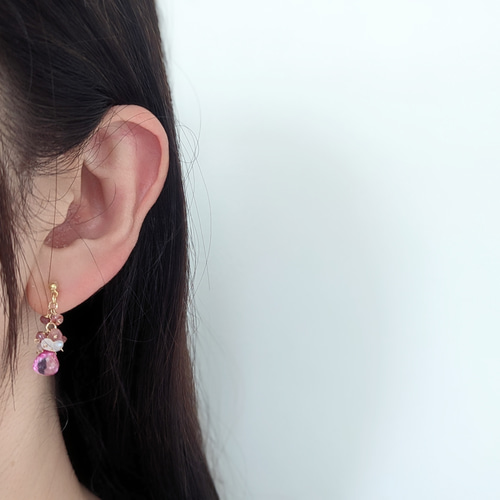 14kgf ピンクピアス☆ピンクトパーズ、ピンクトルマリン ピアス 