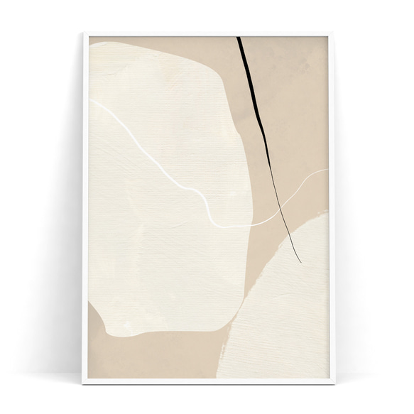 北欧 アートポスター【 abstract shape art beige 】 抽象画 北欧ポスター　ベージュ 2枚目の画像