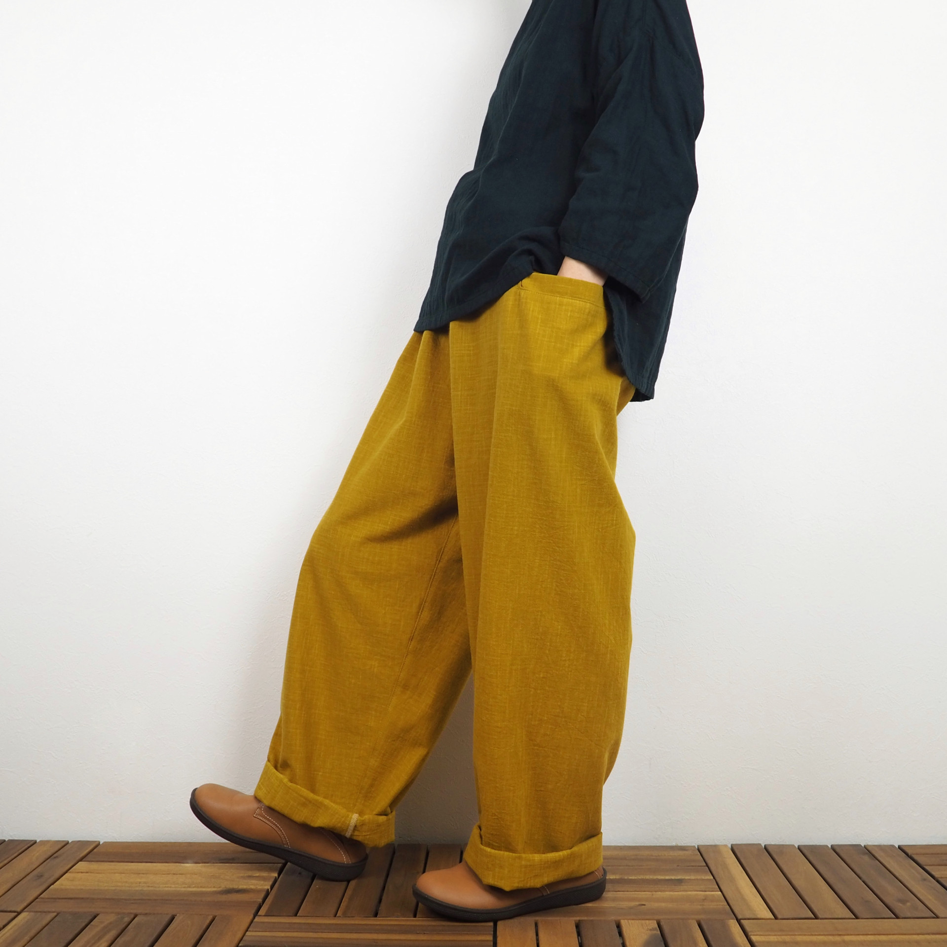 Furusuワイドパンツ（木綿 からし）【受注生産対応】