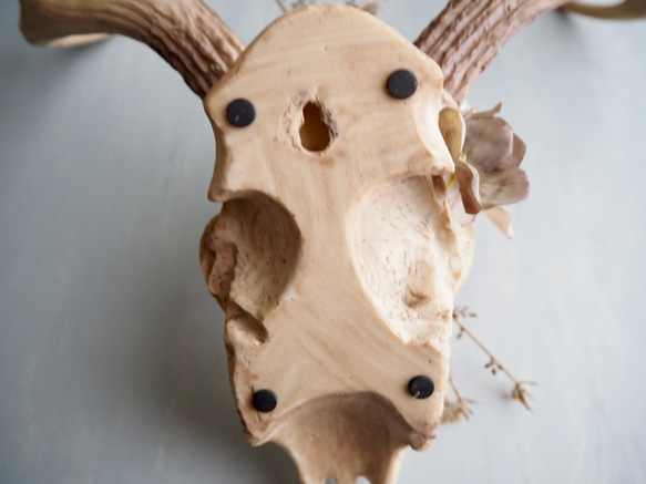 Botanical Bone 鹿スカル × アーティフィシャルフラワー 壁掛けインテリア（Stag ver.） 10枚目の画像