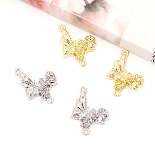 M13779-G 12個 コネクターパーツ 蝶モチーフ バタフライコネクター