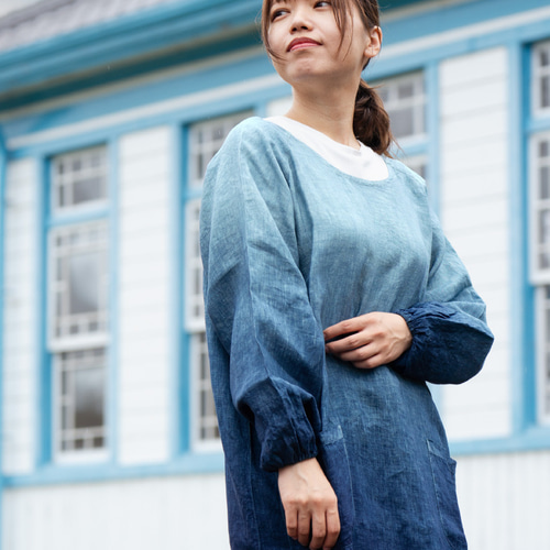 藍染ロング割烹着 エプロン Undeux Rire 通販 18067791｜Creema(クリーマ)