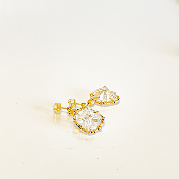 【ダイヤモンド水晶】氷華ピアス14kgf 3枚目の画像