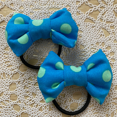 確認　ヘアゴム ヘアリボン ツインテール　864　ドット　水玉　ネイビー 確認 ヘアゴム ヘアリボン ツインテール 864 ドット 水玉