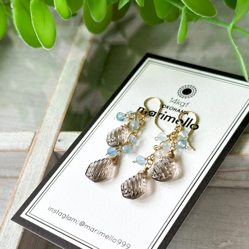 14kgf スモーキークォーツ×アクアマリン