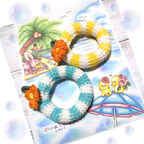 浮き輪♡パンダさん&ひよこset パンダさんのみ販売中】キーホルダーにもなる♫浮き輪に乗ったパンダ