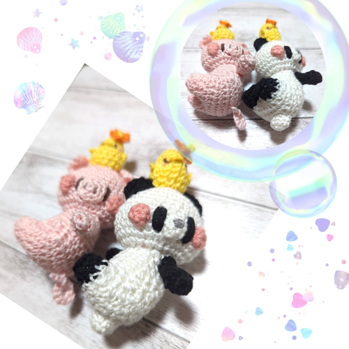 パンダさんのみ販売中】キーホルダーにもなる♫浮き輪に乗った