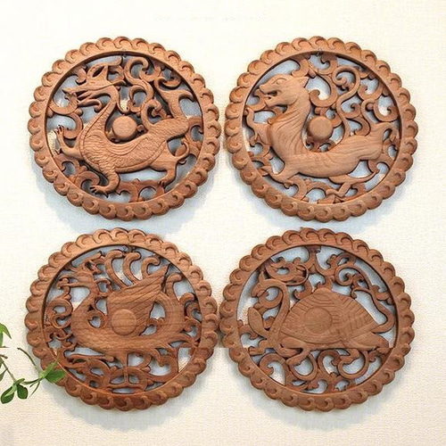 四神霊獣 4枚セット 26.5cm （白虎・青龍・朱雀・玄武） その他置物