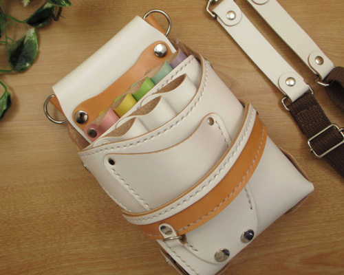 【トリマー向き】 ７丁　ホワイト＆空色　本革シザーケース　TSC-10/CWA トリマー向き】 7丁 ホワイト＆空色 本革シザーケース TSC-10