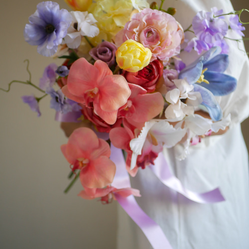 ウェディングブーケ 前撮りブーケ カラフルブーケ パステルブーケ