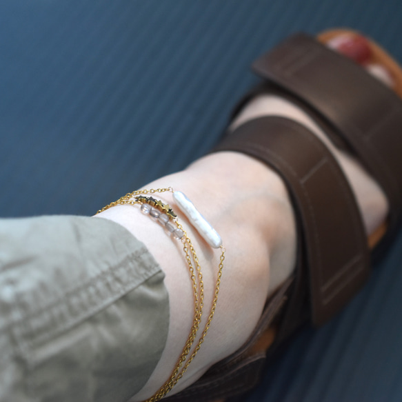 ハワイ沖産ピンクコーラル新追加【選べる天然石】夏にオススメ！　天然石　サージカルステンレスチェーン　アンクレット 11枚目の画像