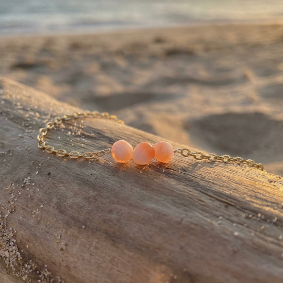 ハワイ沖産ピンクコーラル新追加【選べる天然石】夏にオススメ！　天然石　サージカルステンレスチェーン　アンクレット 8枚目の画像