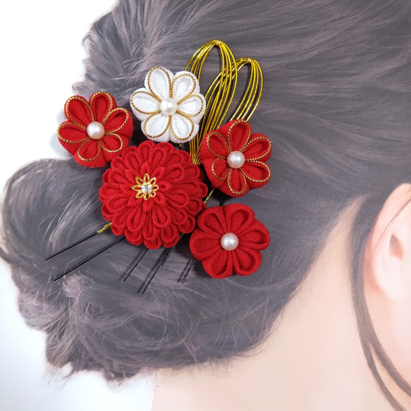 0006  つまみ細工髪飾り　再販承ります(^ー^) オーダー】つまみ細工 髪飾り 桜 | つまみ箱 ぽぽり。