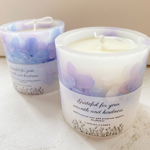 SALE!!紫陽花ボタニカルキャンドル、ソイキャンドル キャンドル 