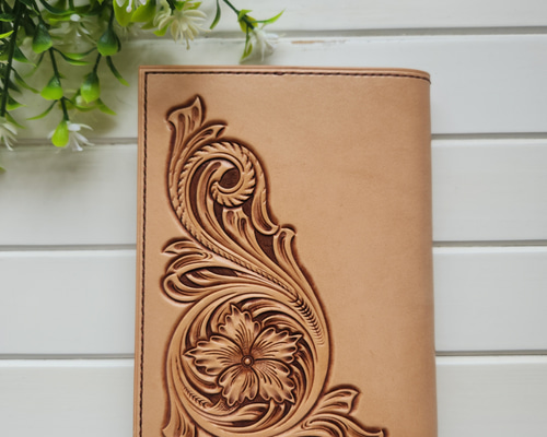 チナ茶②ブックカバー ブックカバー2(カービング,Br,茶) ブックカバー