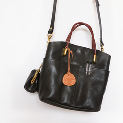 本牛革　斜め掛けショルダーバッグ2Wayバッグ　黒色 14枚目の画像