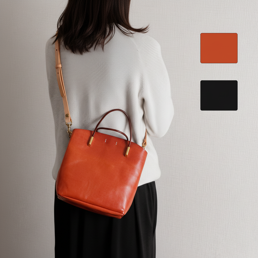 本牛革　斜め掛けショルダーバッグ2Wayバッグ　黒色