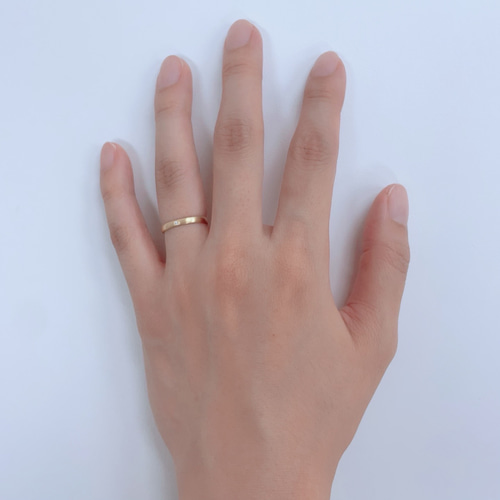 K18 ダイヤモンド 甲丸 ヘアライン ゴールド リング 18金 18k