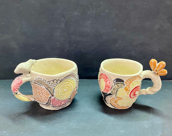 陶芸イッチン色絵マグカップ マグカップ mube・ceramic・studio 通販