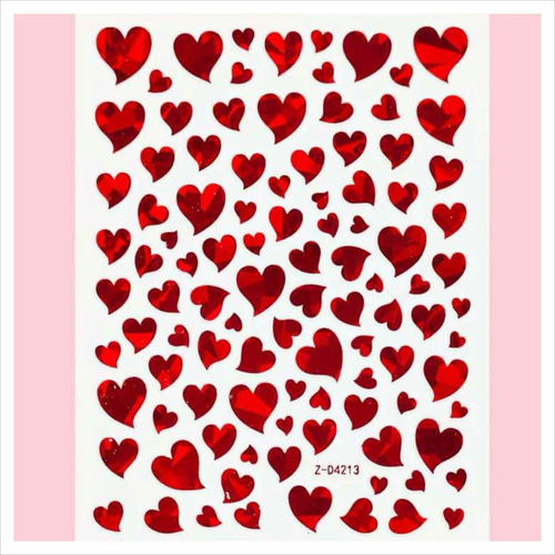 handmade♡赤ハートツイン NT343《1枚》ネイルシール 赤 ハート バレンタイン キラキラ