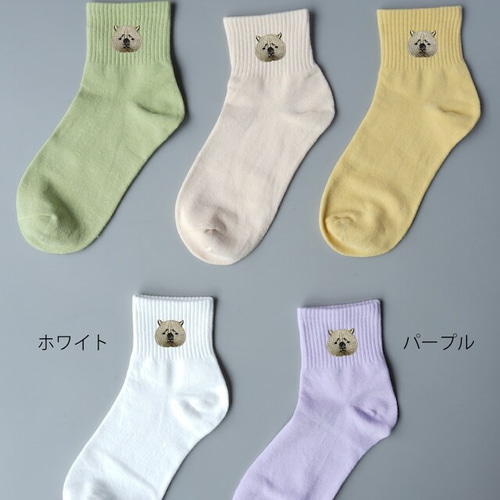3足セット 地味可愛 刺繍 ソックス レディースサイズ 靴下 honok