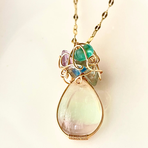 虹色 フローライト ペンダントトップ(天然石 天然石アクセサリー 虹色 フローライト ペンダントトップ(天然石 天然石アクセサリー
