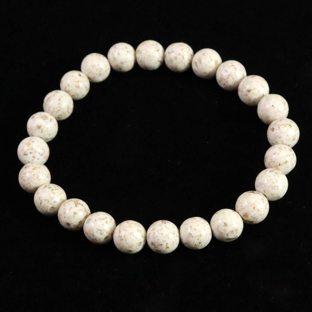 姫川薬石（クリーム） 8mmブレスレット　　17.7ｇ #12154