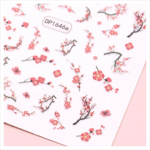 ■桜シール52枚■桜ネイル 春ネイル 和柄ネイル 和装ネイル 振袖 卒業式 NT401《1枚》ネイルシール さくら 桜 春 成人式 卒業式 赤 ピンク 和柄