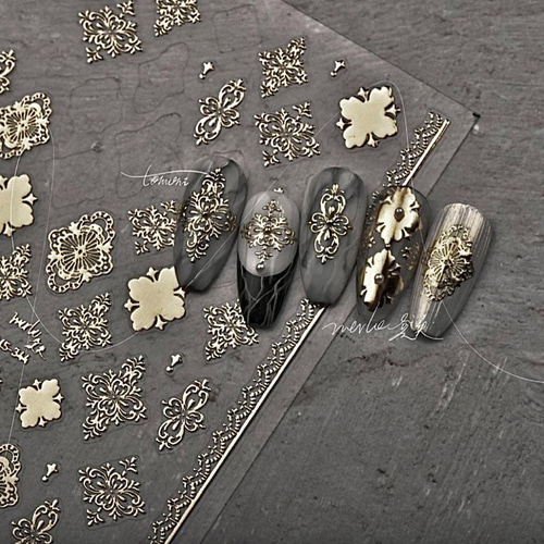 NT609 ネイルシール 金 ゴールド ダマスク柄 タイル柄 モロッカン