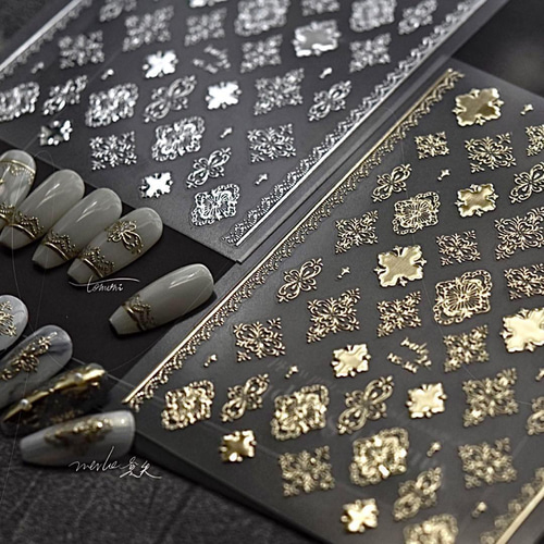 NT609 ネイルシール 金 ゴールド ダマスク柄 タイル柄 モロッカン