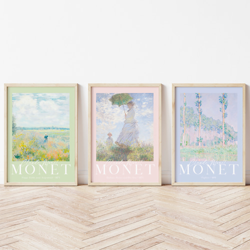 モネ 3枚セット アートポスター パステル 春夏 風景画 アート 絵画